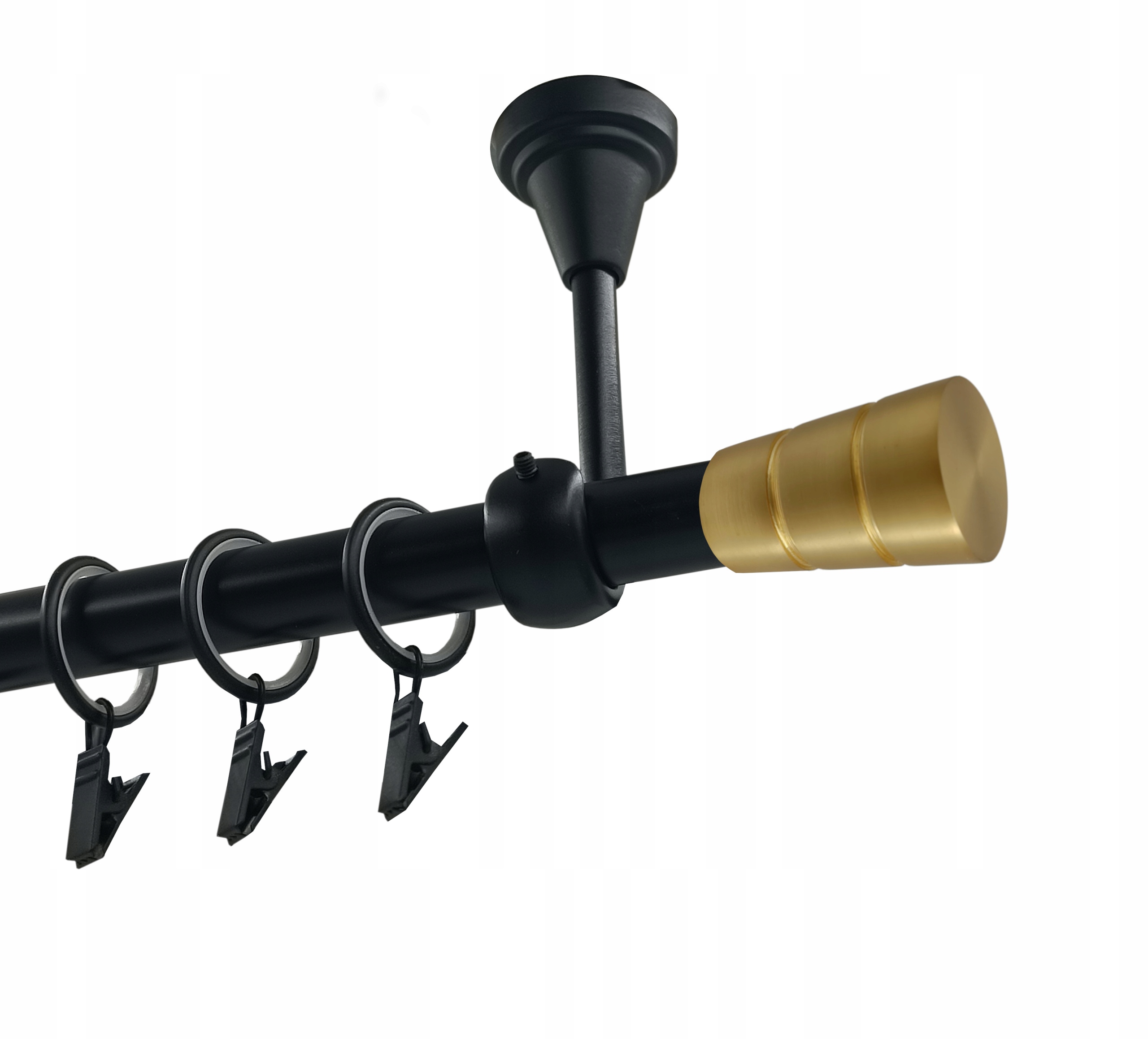 Jednoduchá garnýž Kovový Stropní 19mm Černý Mat 400cm Válec Basic Gold