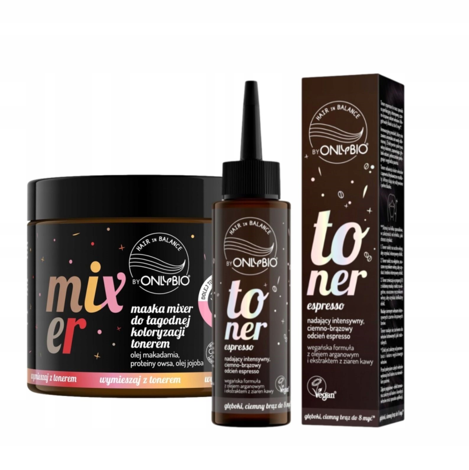 Onlybio Toner na vlasy Barva Espresso Maska Mixer Set