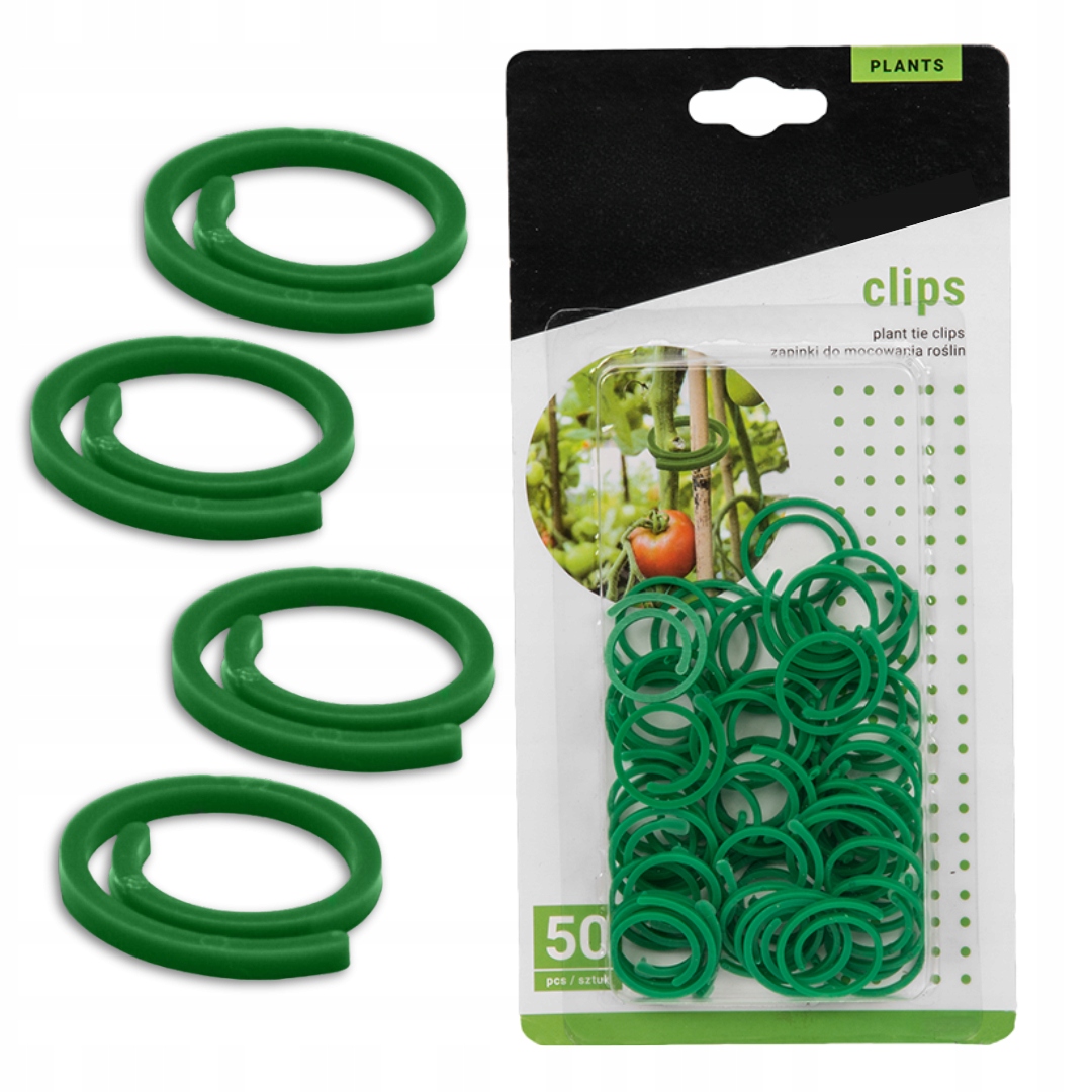 КРЕПЕЖНЫЕ ЗАЖИМЫ ДЛЯ РАСТЕНИЙ ТОМАТОВ ДЛЯ ШЕСТОВ 50 ШТ. ЗЕЛЕНЫЕ КРУГЛЫЕ