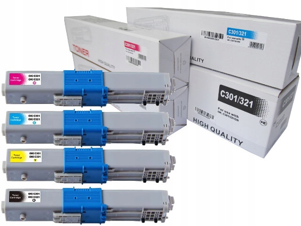 Komplet 4x wydajny toner do Oki C301 Oki C321dn MC332dn MC342d MC342dnw /wb