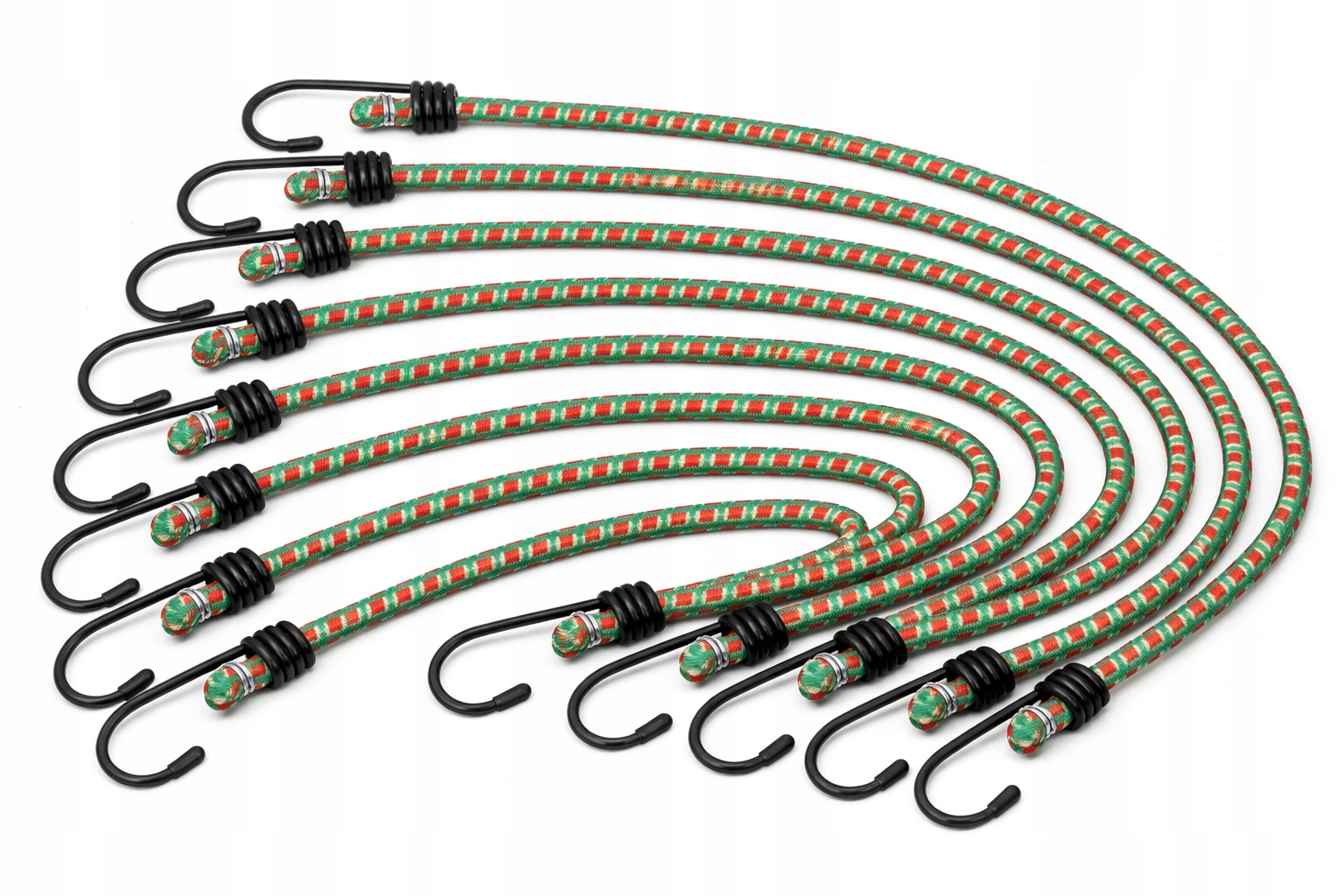 8x Linka elastyczna z hakami 40cm x 7mm guma do mocowania bagażu plandek