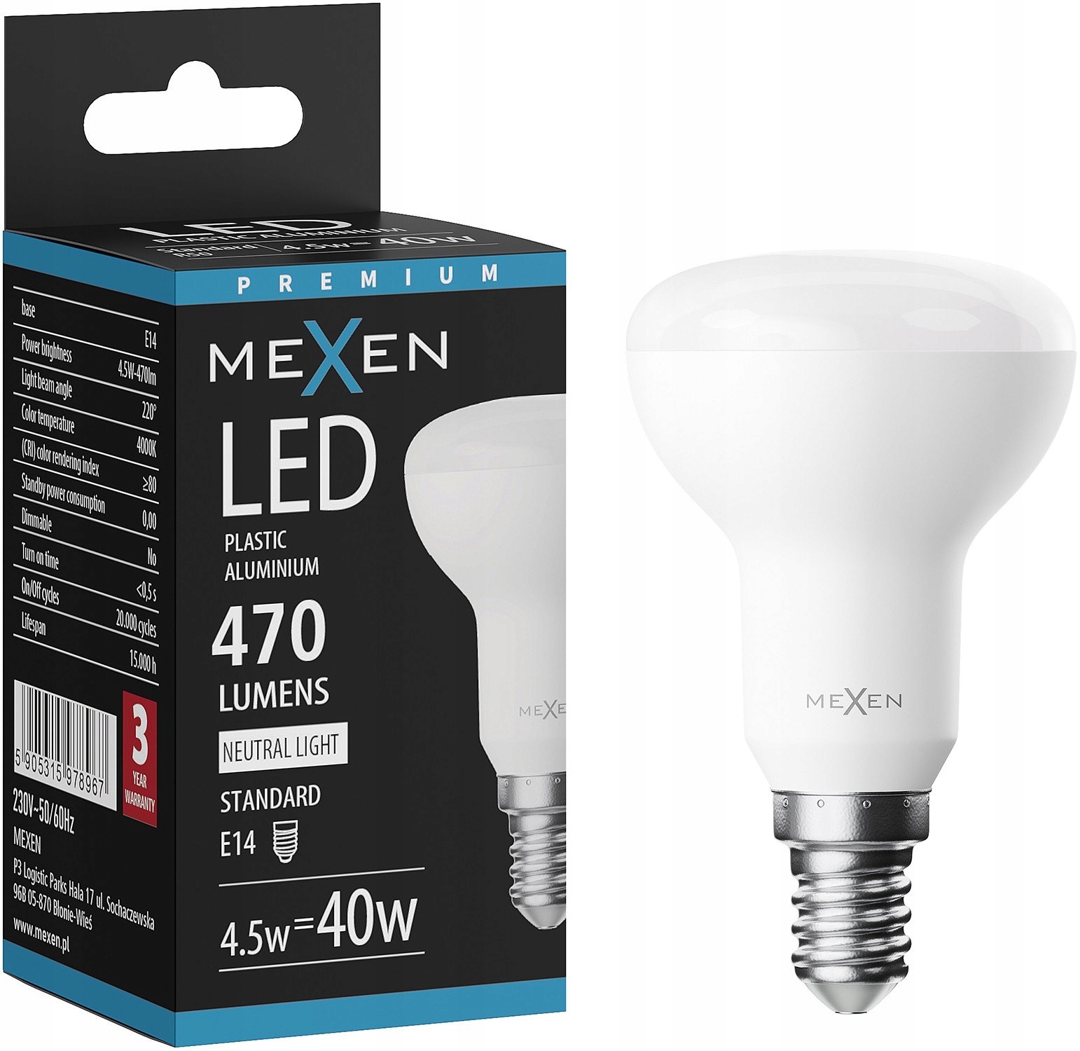 Mexen Nova Led Žárovka E14 R50 45W Neutrální 4000K 470 LM