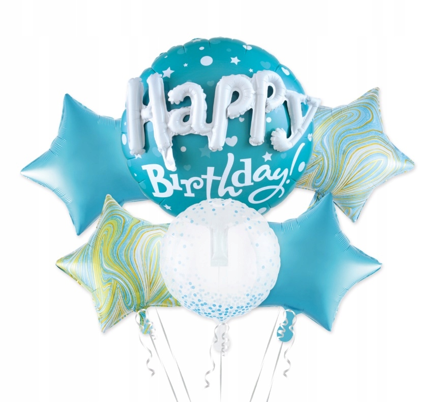 

Zestaw balonów Happy 3D Blue niebieskie urodziny