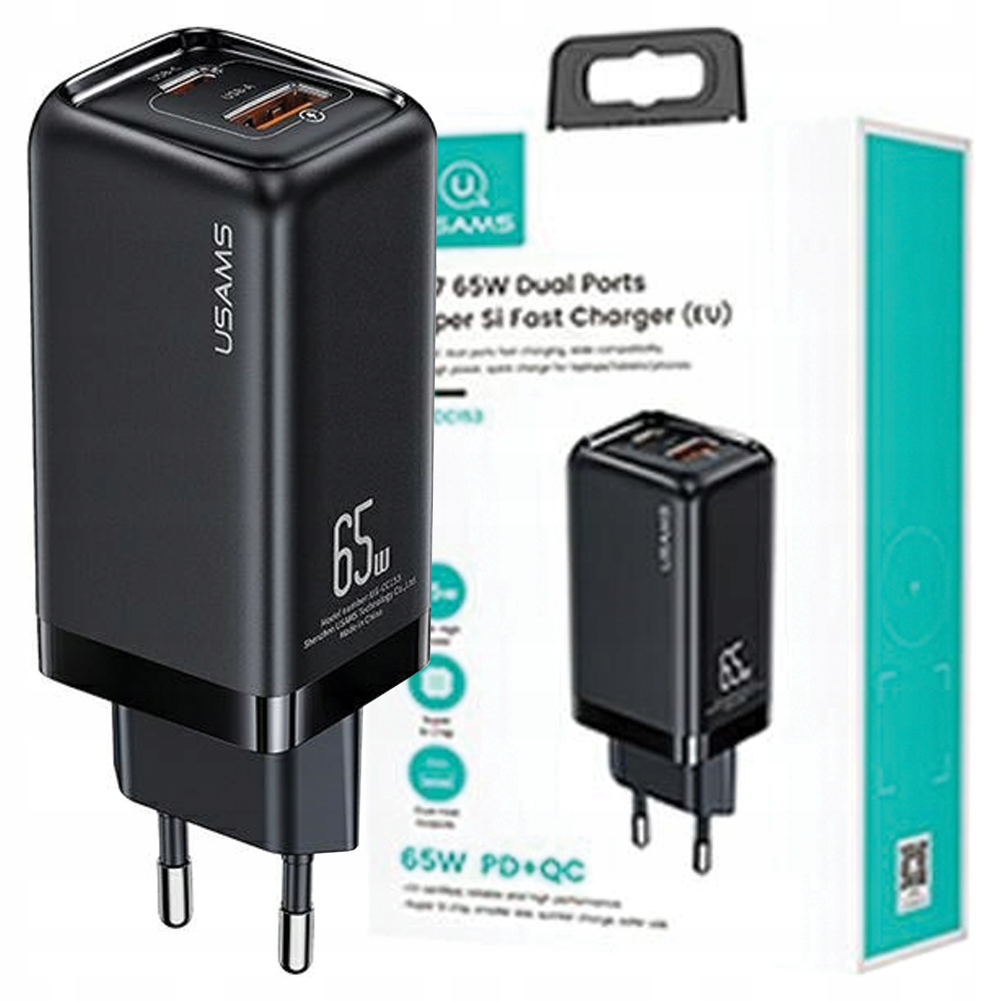 Usams Nabíječka 1XUSB-C 1XUSB T47 65W Pd Pro Telefony S Rychlým Nabíjením