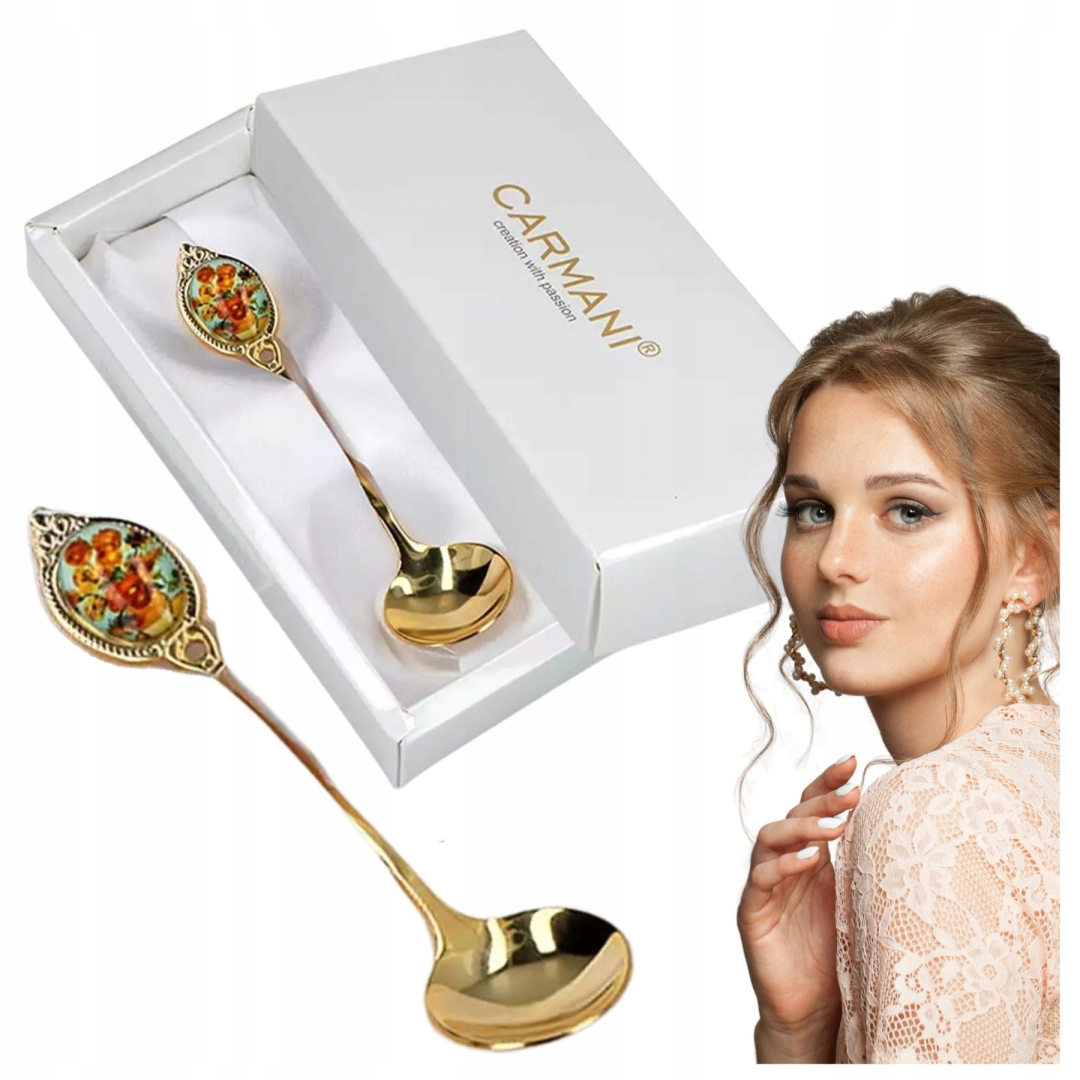 Łyżeczka do cukru na stół piękna stylowa V. van Gogh Słoneczniki Carmani