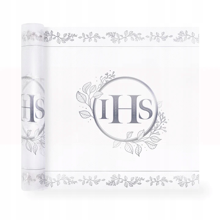 Bieżnik Komunijny IHS eukaliptus srebrny 5mx30cm