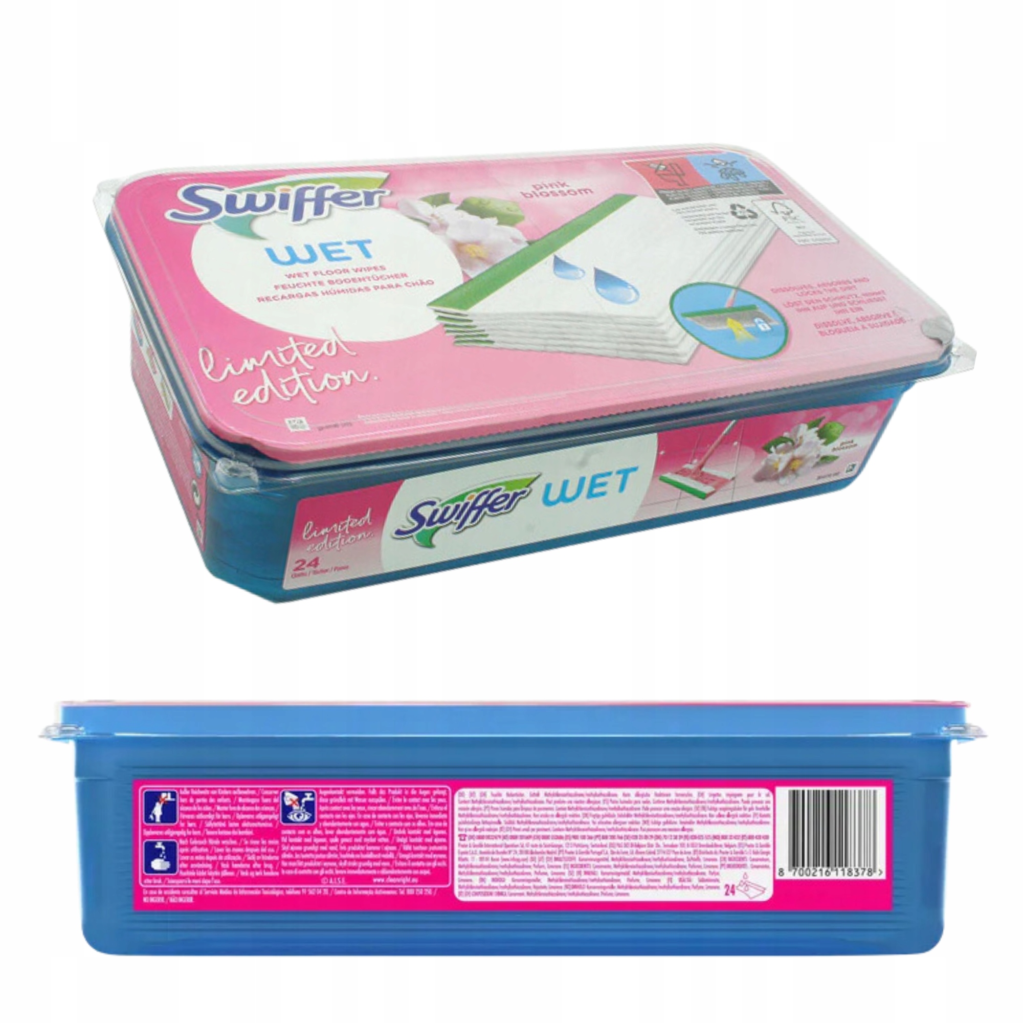 SWIFFER Mokre Ściereczki Wkłady do Mopa 24 sztuki zapach kwiatowy Pink Kolor biały