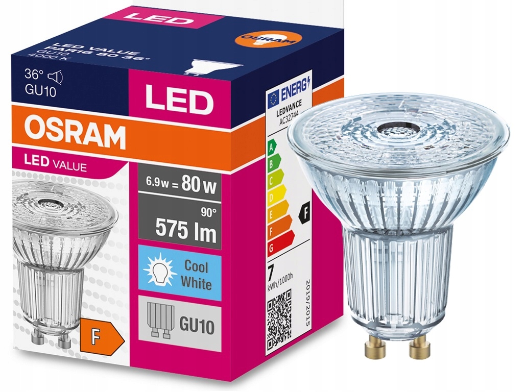 

Osram Led reflektor Value 6.9W 4000K GU10 36°