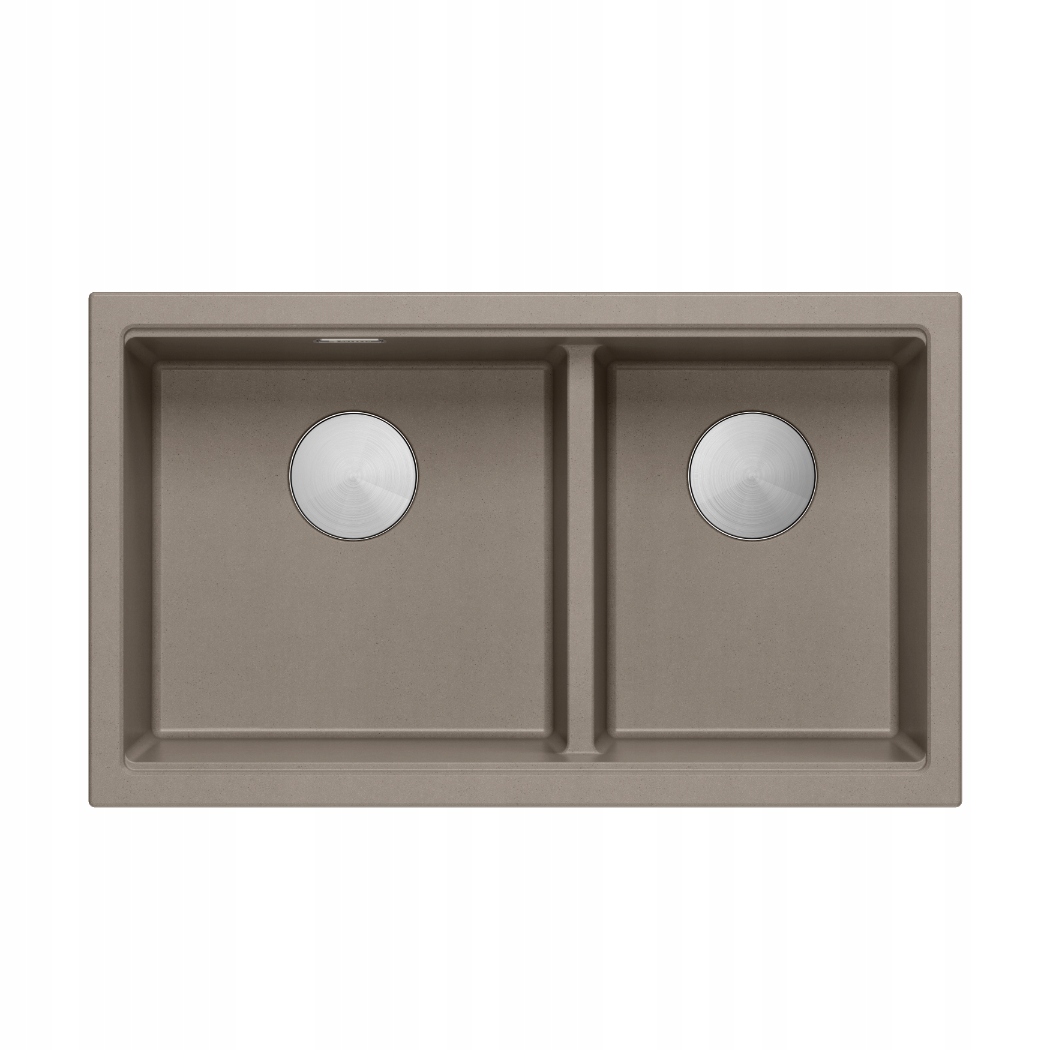Quadron Logan 120 Zlewozmywak 2-komorowy 76x45x23,5 Szary Z Syfonem Stal
