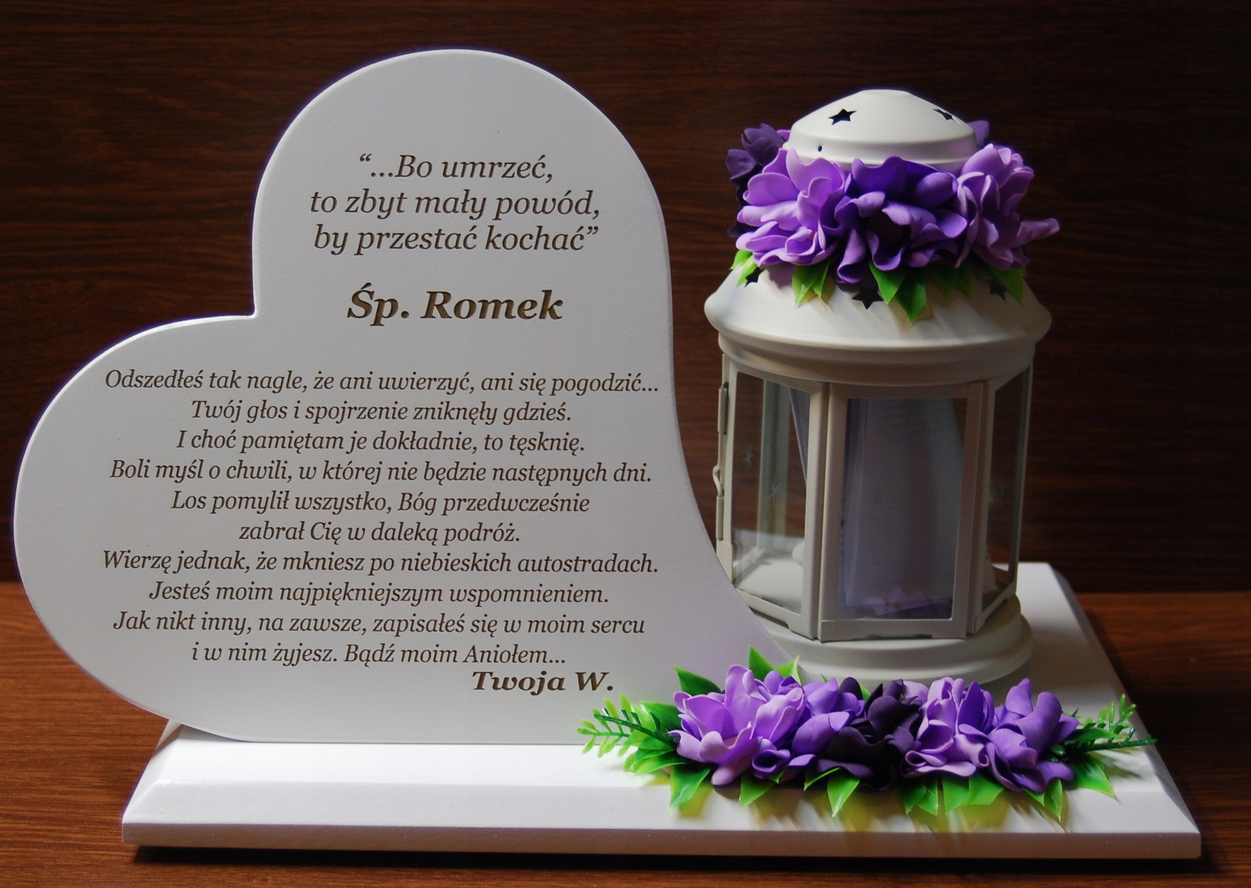 SERCE NA GRÓB POMNIK STROIK NA CMENTARZ Z LAMPION Długość 24 cm