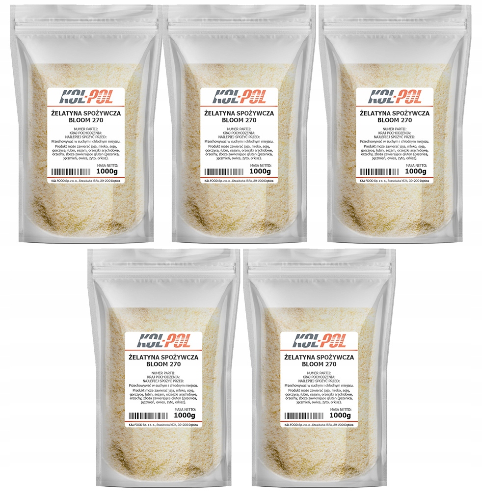 Želatina Potravinářská 270 Bloom 5kg Přírodní silná vysoká kvalita Kol-Pol