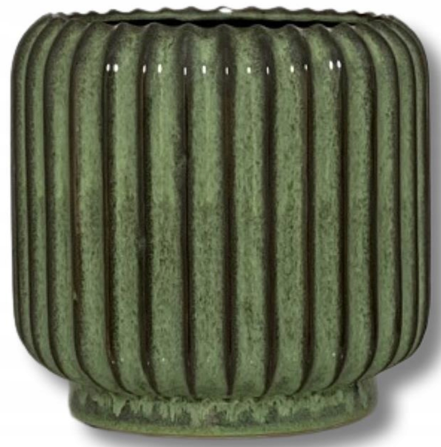 DONICZKA ZIELONA CERAMICZNA BRĄZOWE PRĄŻKI 25x26cm