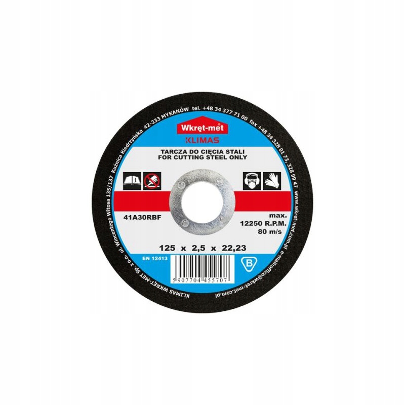 

Tarcza do cięcia Stali 125 x 1,0 x 22mm WkrętMet