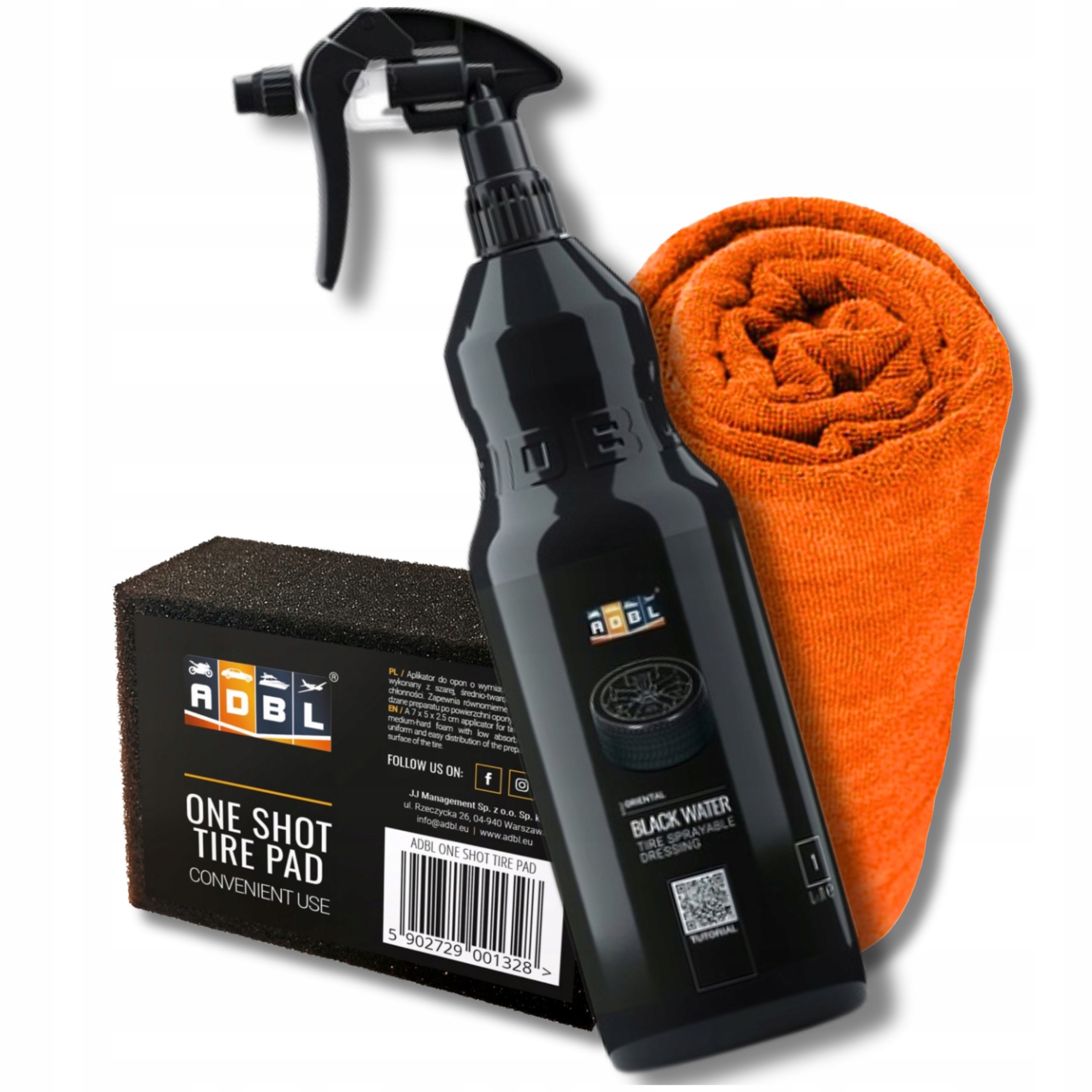 ADBL BLACK WATER 1L + APLIKATOR przyciemniający chroniący do opon gumy