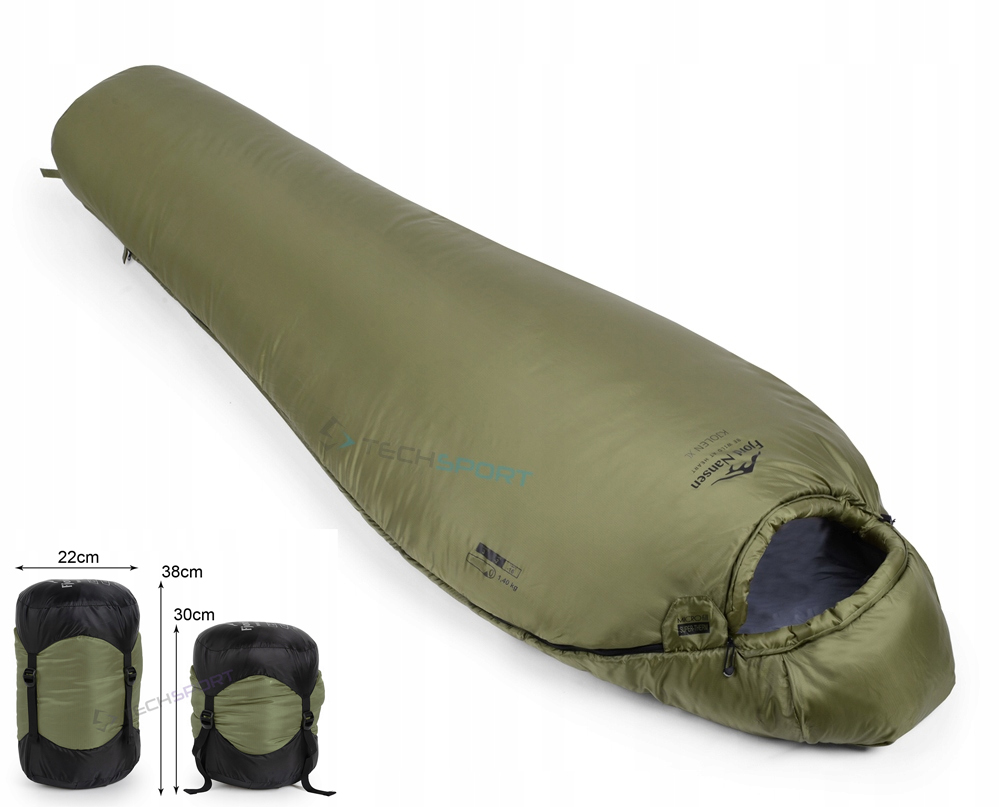 Teplý Spací Pytel Fjord Nansen Kjolen XL Do -16 °C 1,4 Kg Oliva Levý