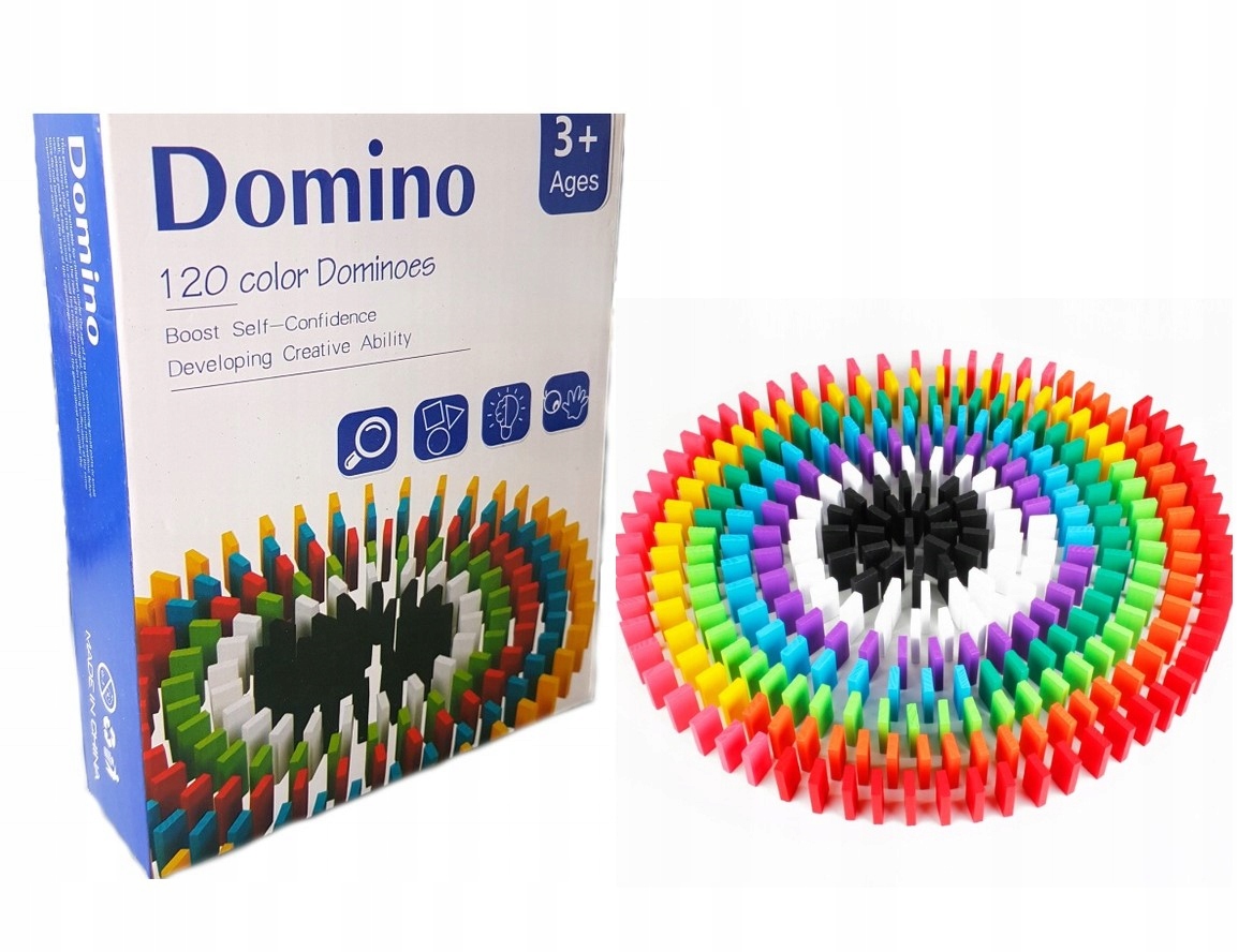 DOMINO KOLOROWE DREWNIANE KLOCKI UKŁADANKA DLA DZIECI ZESTAW MONTESSORI 120