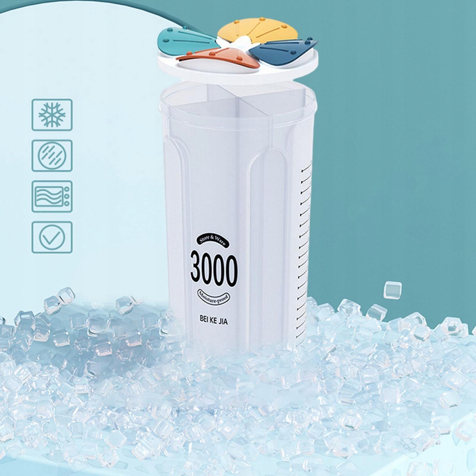 Przezroczysty, szczelny pojemnik do przechowywania płatków 4-siatkowych 3L Model pojemnik na żywność dozownik płatków do