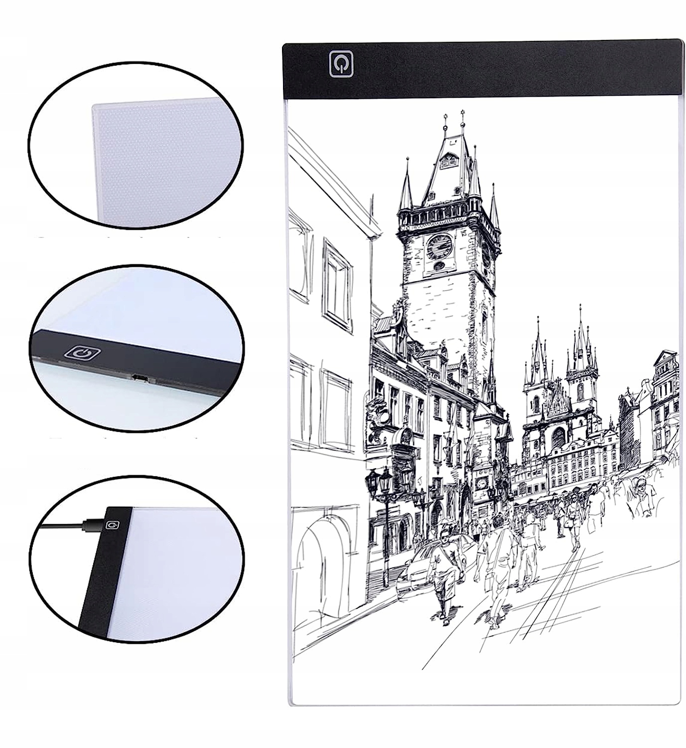 ULTRACIENKI, PRZENOŚNY PODŚWIETLANY PANEL LED A4 TABLET DO RYSOWANIA Format deski format A4