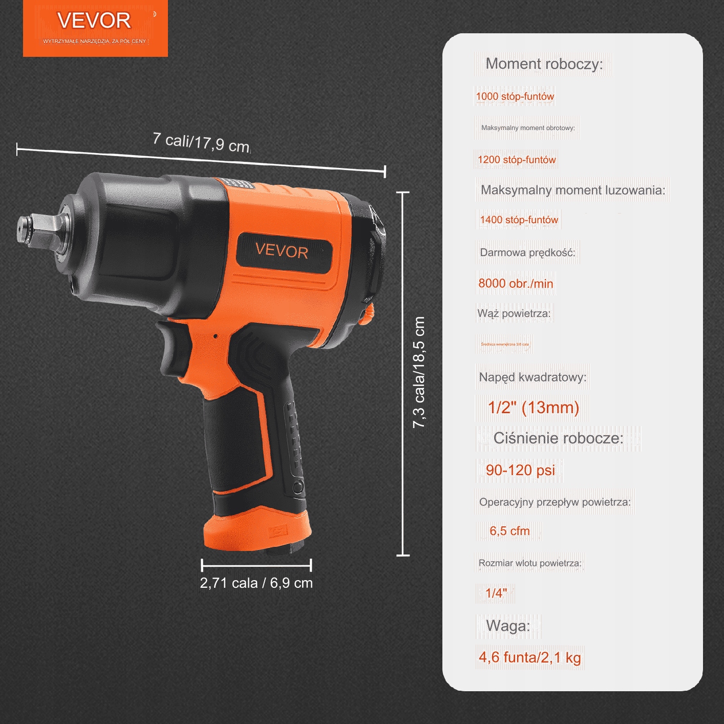 Klucz udarowy pneumatyczny 6000RPM Marka bez marki