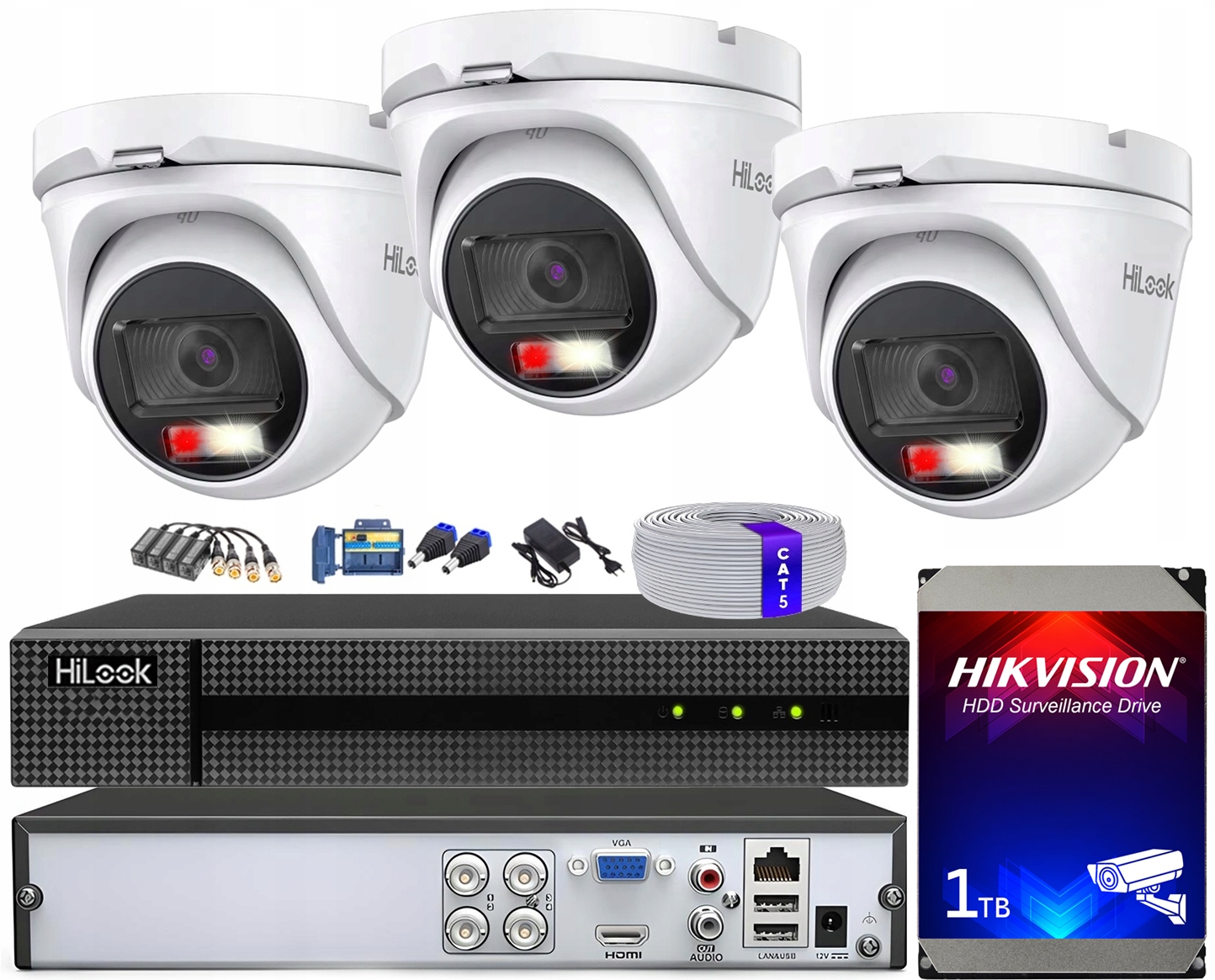 Sada monitorovania 5 Mpx HiLook 3 vonkajšie kamery Smart Hybrid Light