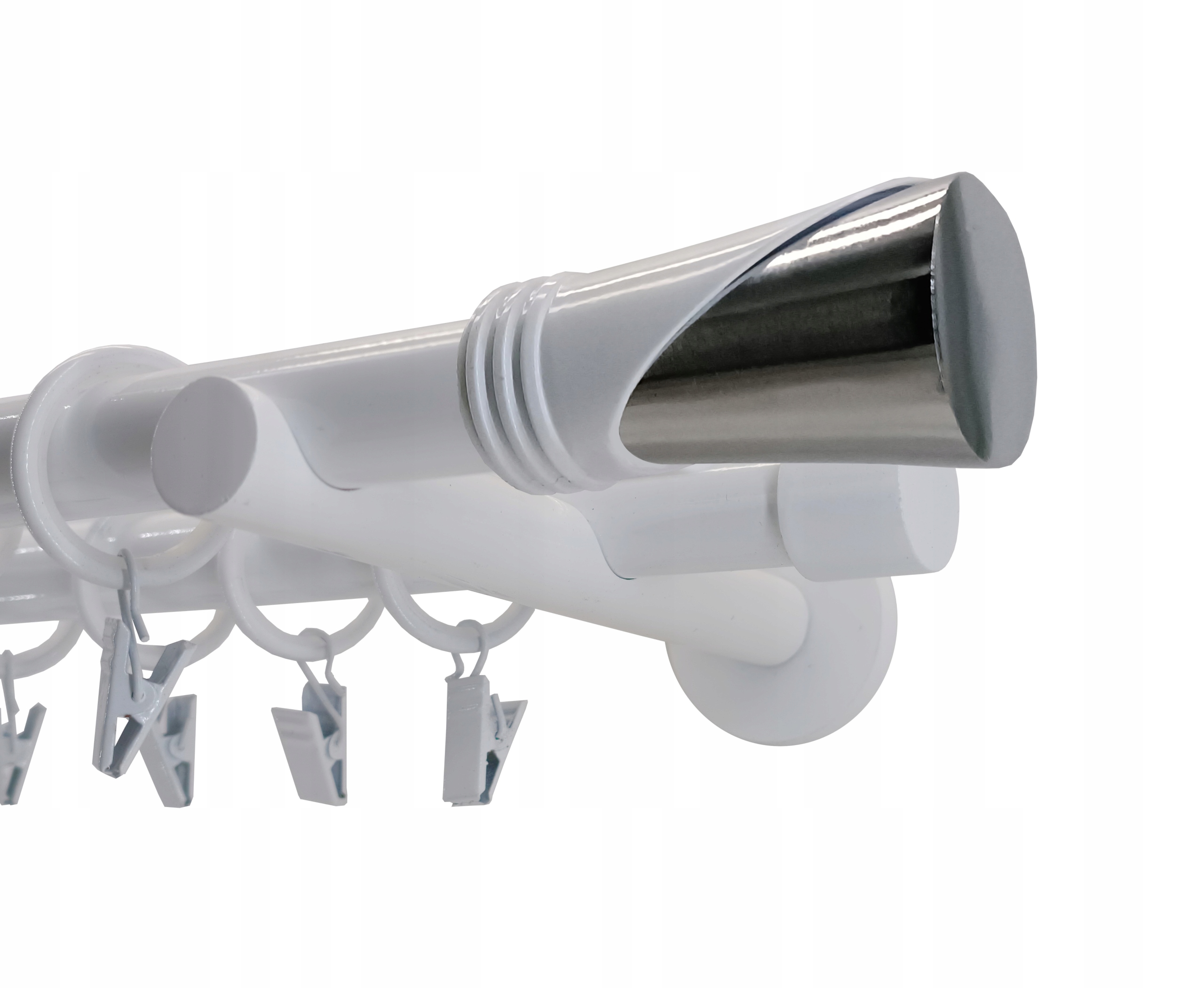 KARNISZ PODWÓJNY Metal 19+19mm BIAŁY 140cm VEGA Długość drążka 140 cm