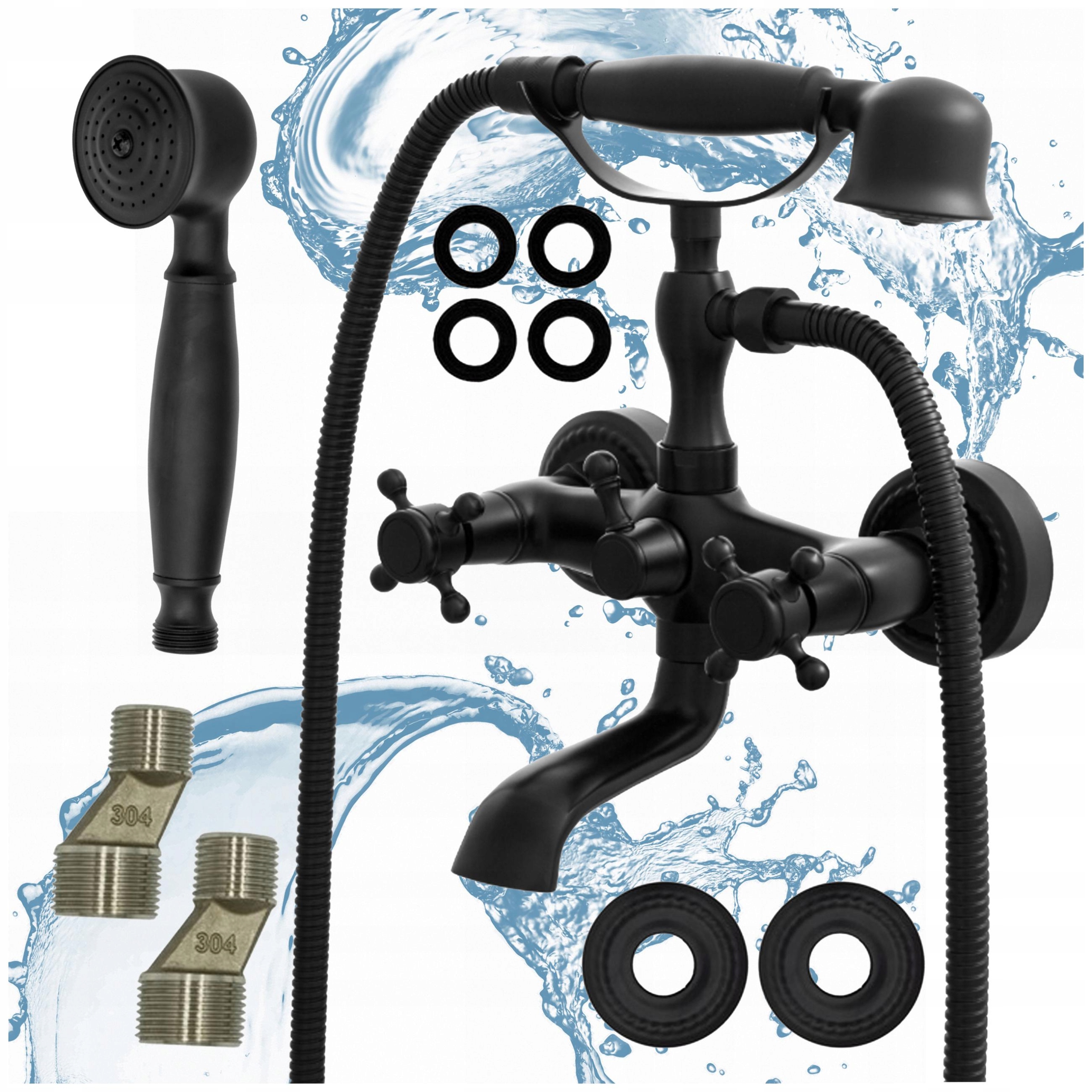 Retro Černá Vanová Baterie Sprchový Set