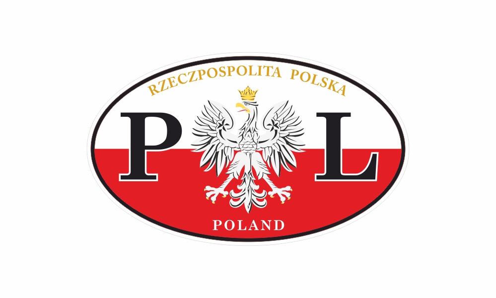 Naklejka Pl 15 cm na samochód Fso Polonez Fiat 125p Fsm Fiat 126p Skoda