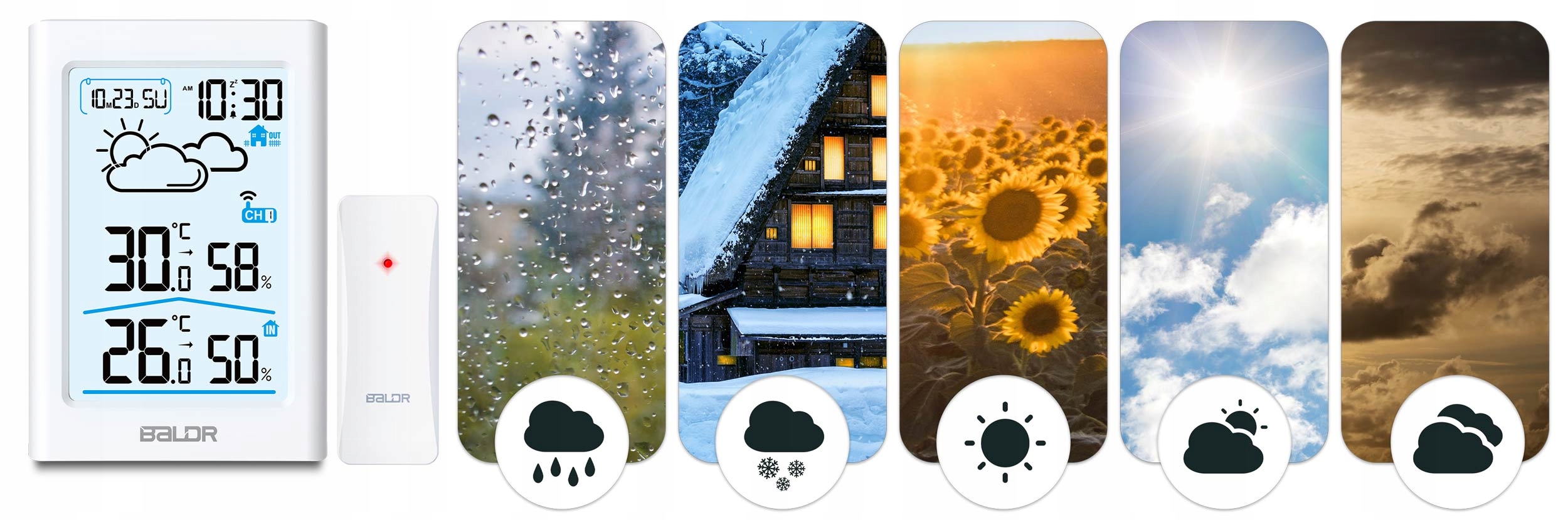 BEZPRZEWODOWA STACJA POGODOWA POGODY HIGROMETR + CZUJNIK Liczba obsługiwanych czujników 3