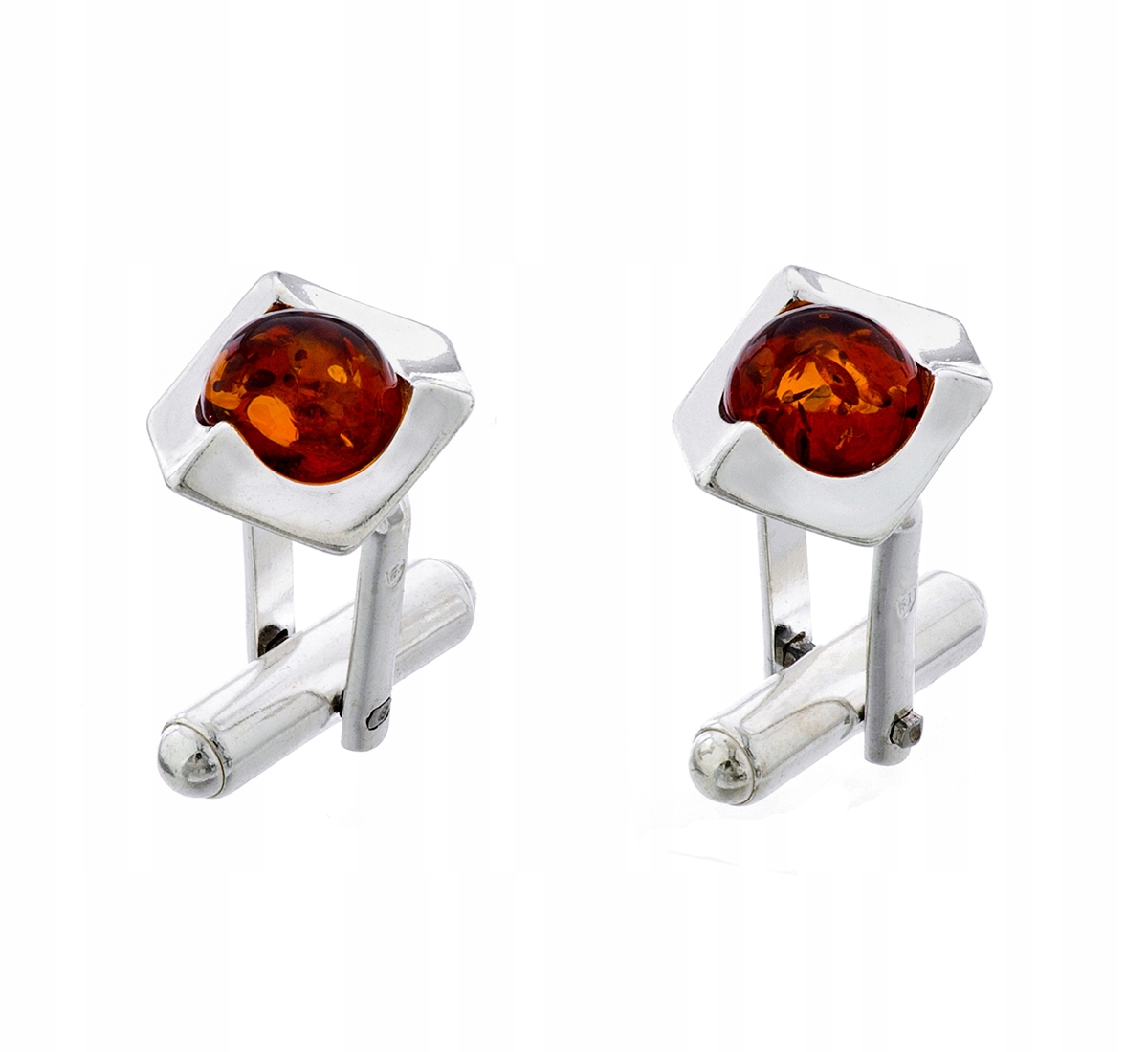 

Srebrne Spinki do Mankietów z Bursztynem Andros