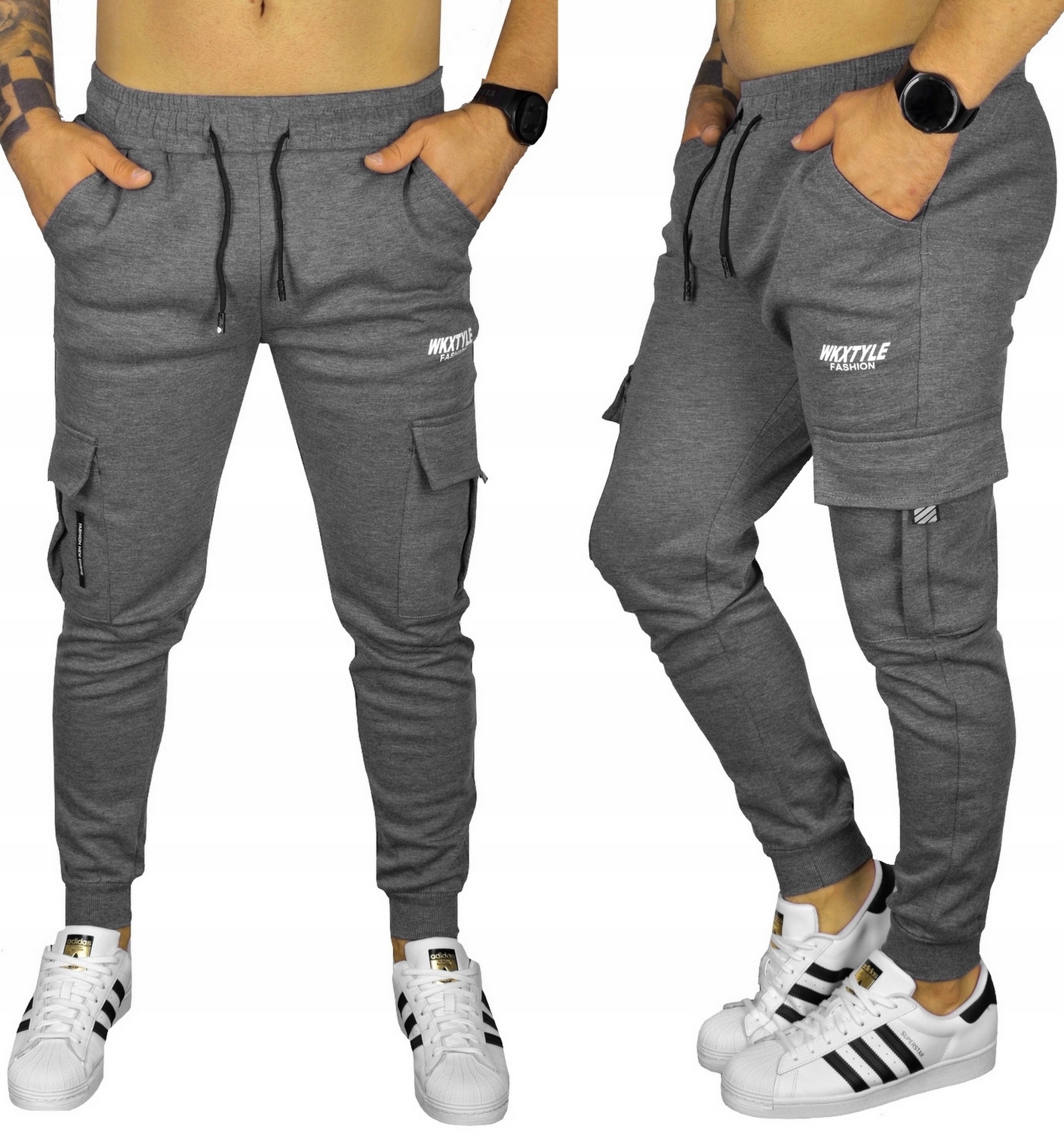 BOJÓWKI DRESOWE SPODNIE MĘSKIE KIESZENIE DRESY