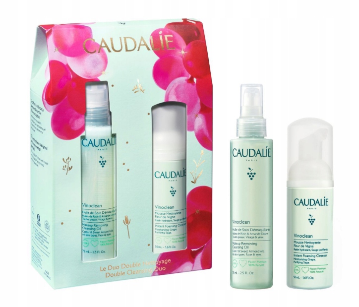 Caudalie Vinoclean Zestaw prezentowy do demakijażu olejek 75ml pianka 50m