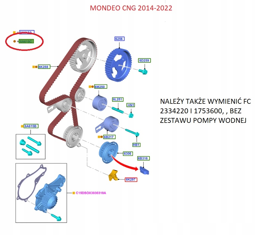 ZESTAW ROZRZĄDU FORD 1,5 TDCI 1872497 FM5Q-8A615-A Numer katalogowy oryginału 1872497