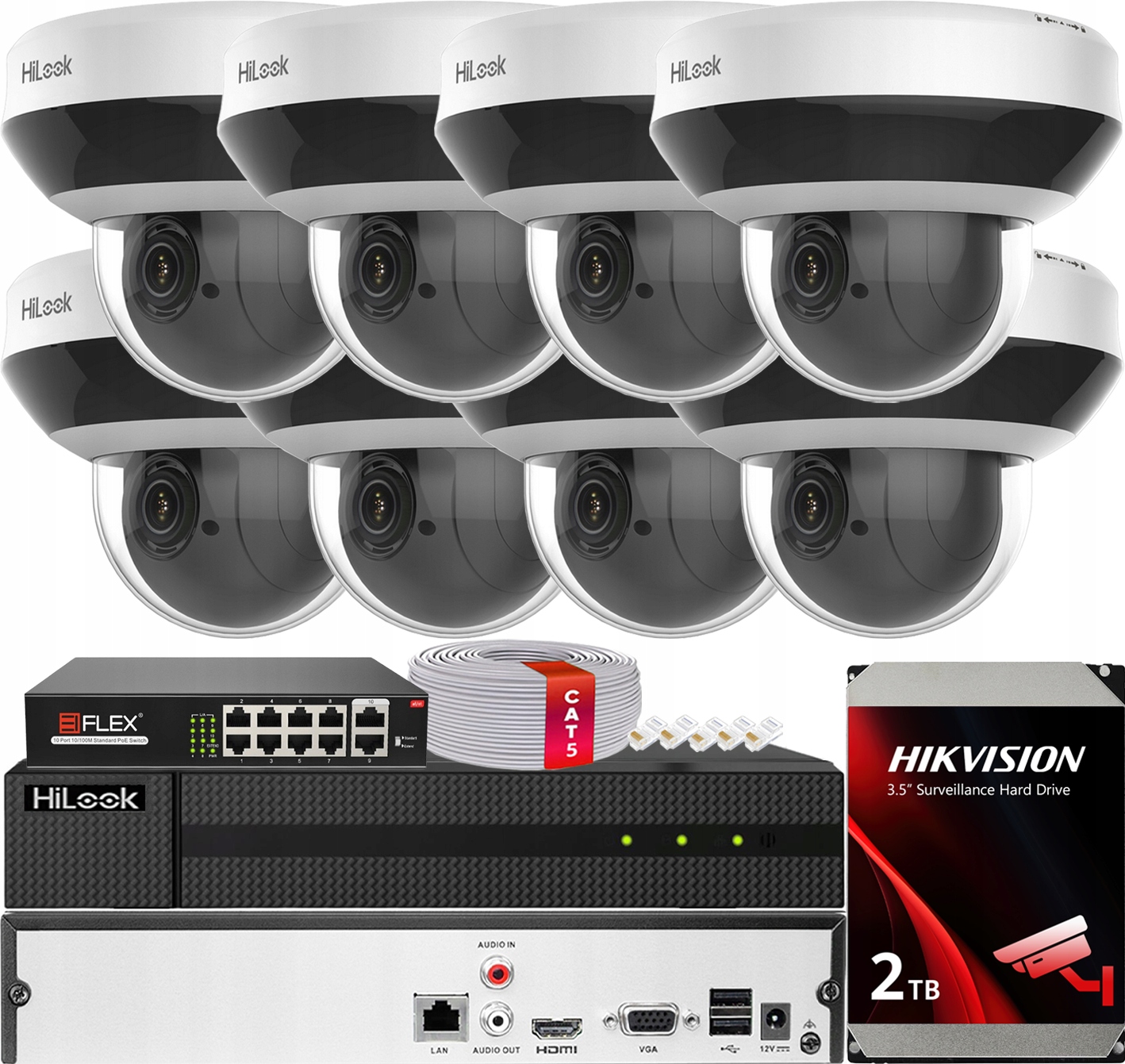 Sada pro Ip monitorování 8 kamer Ptz Mini 4MPx PTZ-C4MP Hdd disk 2TB