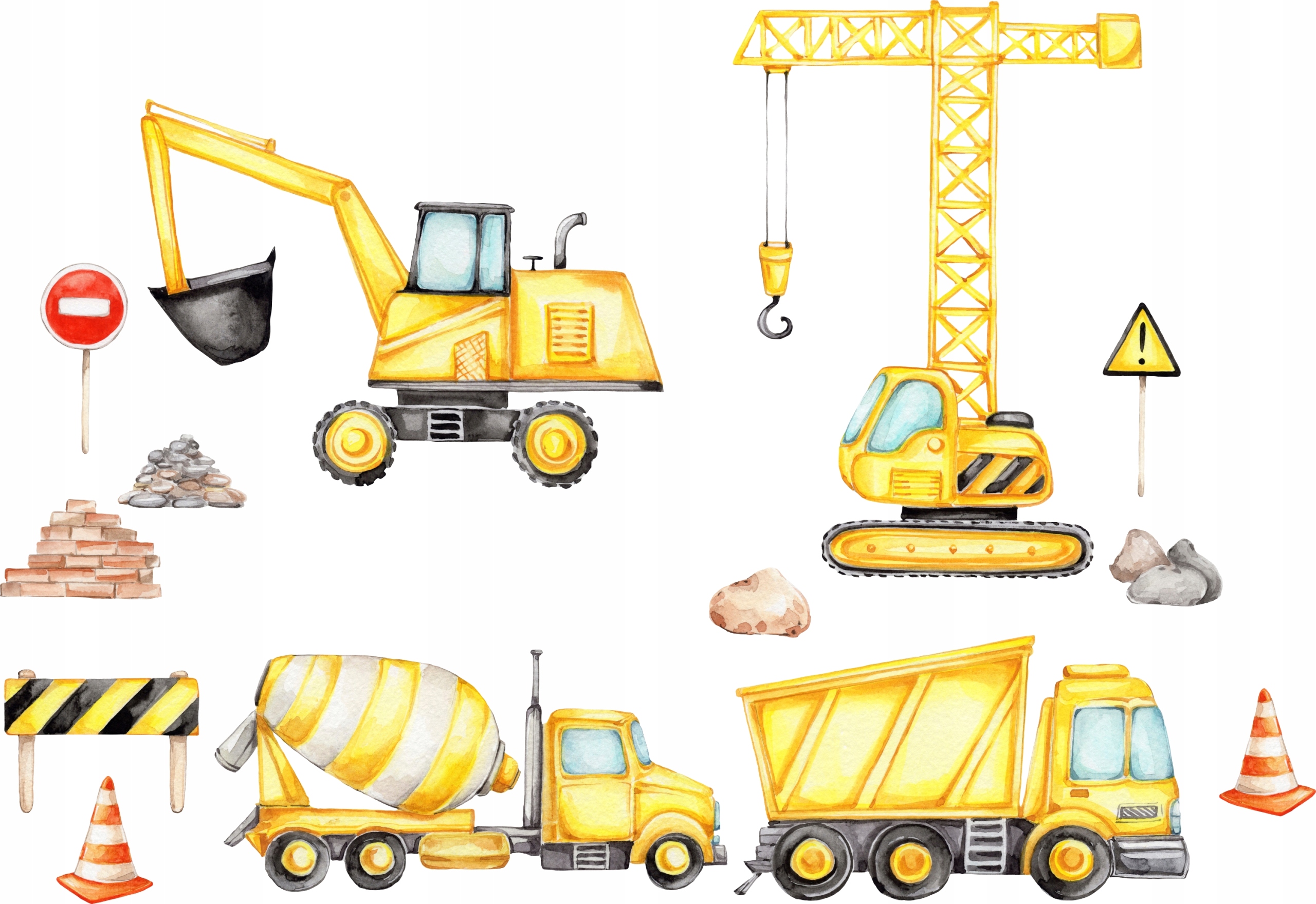 

Naklejki ścienne dzieci Koparka Budowa D342 100cm