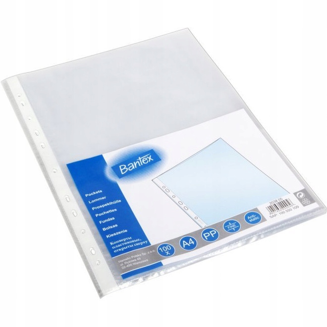 KOSZULKI na dokumenty A4 GROSZKOWE 50mic. 100 sztuk BANTEX Rodzaj koszulka