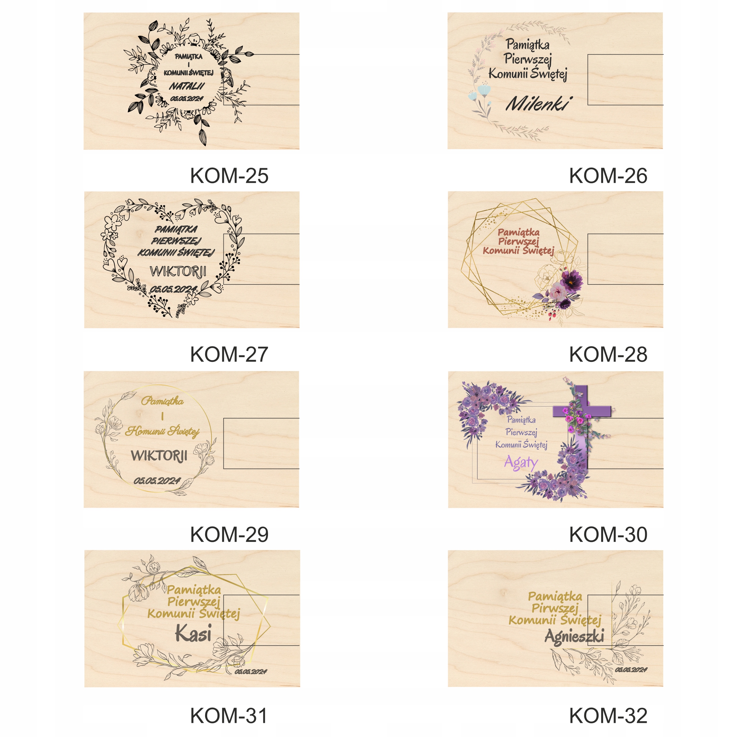 DREWNIANY PENDRIVE Z NADRUKIEM PIERWSZA KOMUNIA ŚWIĘTA 16GB 2.0 Interfejs USB 2.0