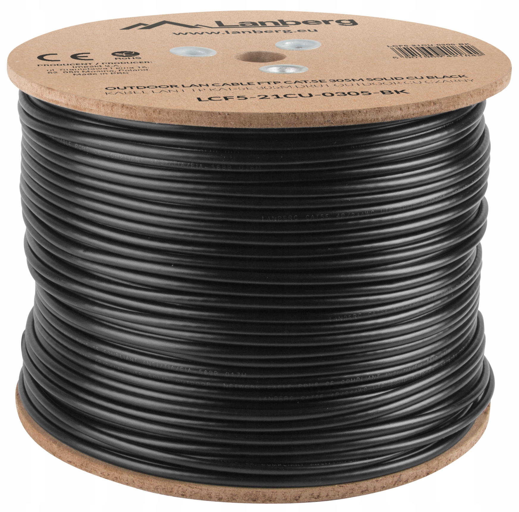 Kabel Sieciowy Skrętka Przewód Ziemy Zewnętrzny U/utp KAT.6 200M Lanberg