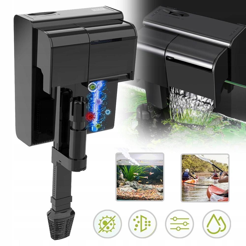 Filtr Zewnętrzny Do Akwarium 450L/H Filtr Wiszący Z Uv, Filtr Do Akwarium