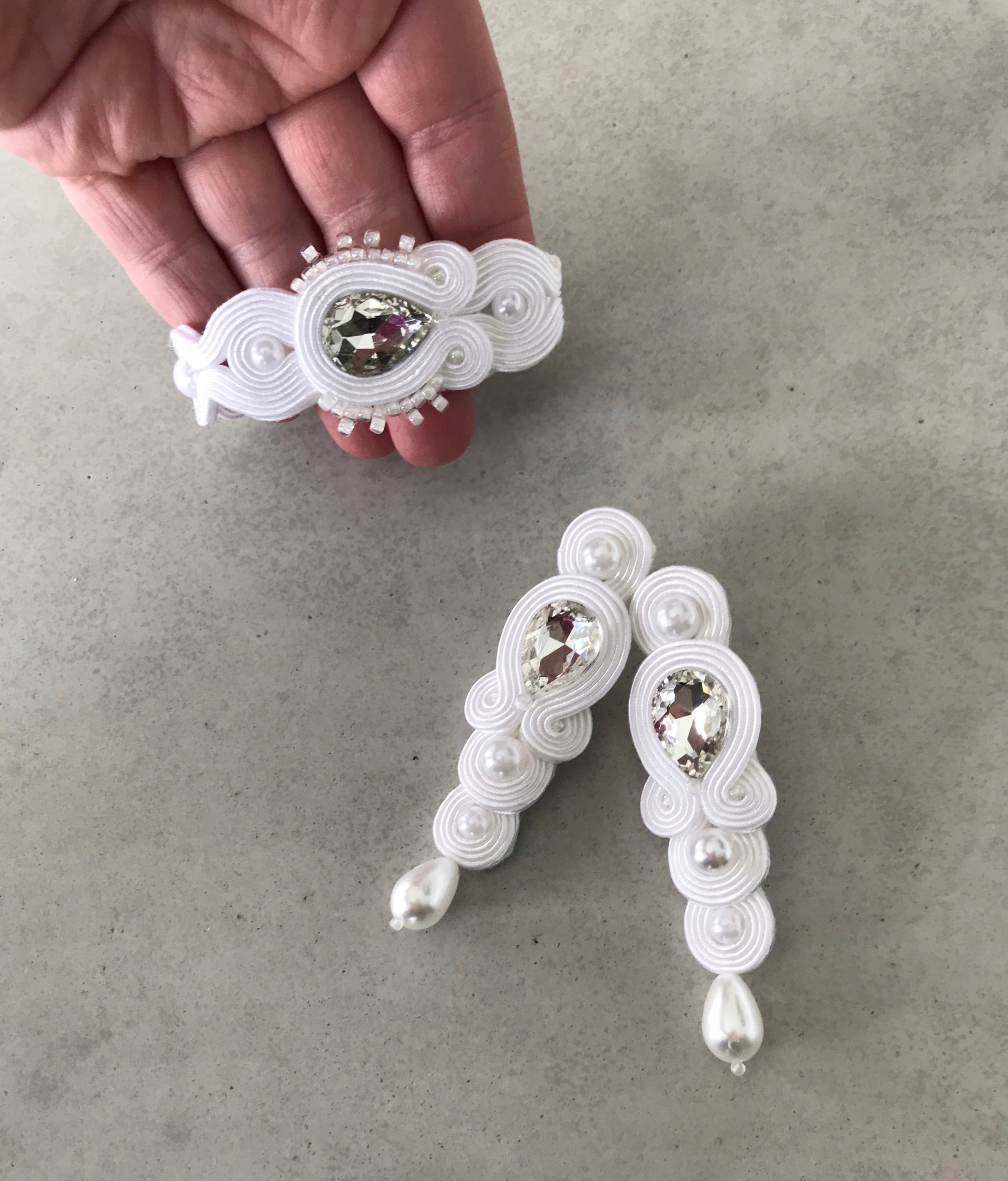 Komplet ślubny biały, kryształki biżuteria sutasz Marka Inna marka