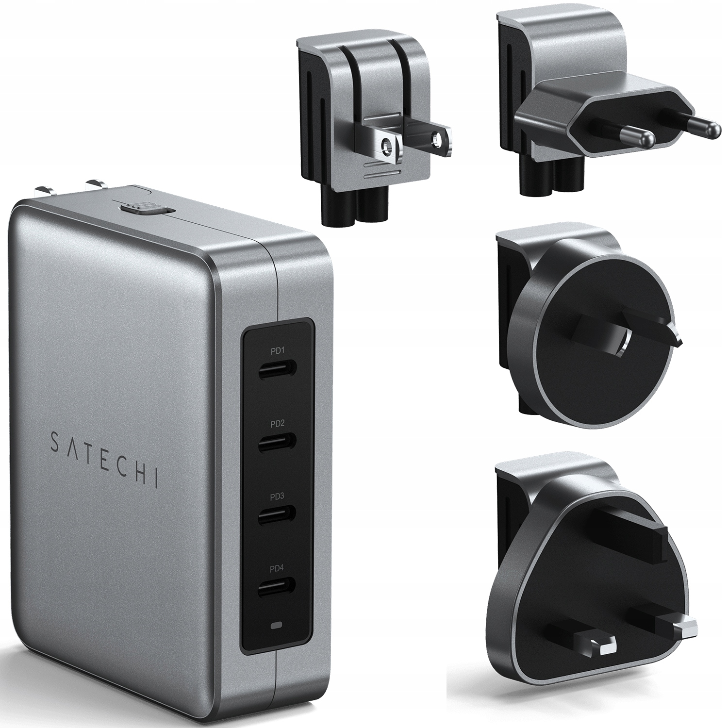 SATECHI Ładowarka Podróżna Sieciowa 4x USB-C 145W Adapter US/UK/EU/AU GaN