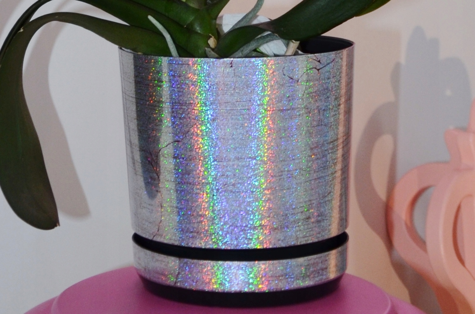 

Tęczowa Hologram srebrny mieniący doniczka 14 Holo