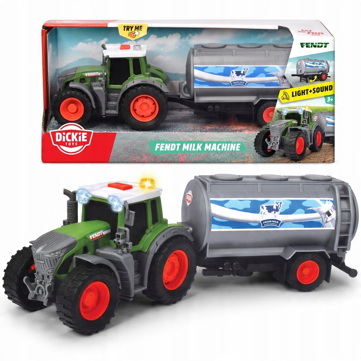 

Dickie Farm Traktor Fendt Z Przyczepką Na Mleko 26