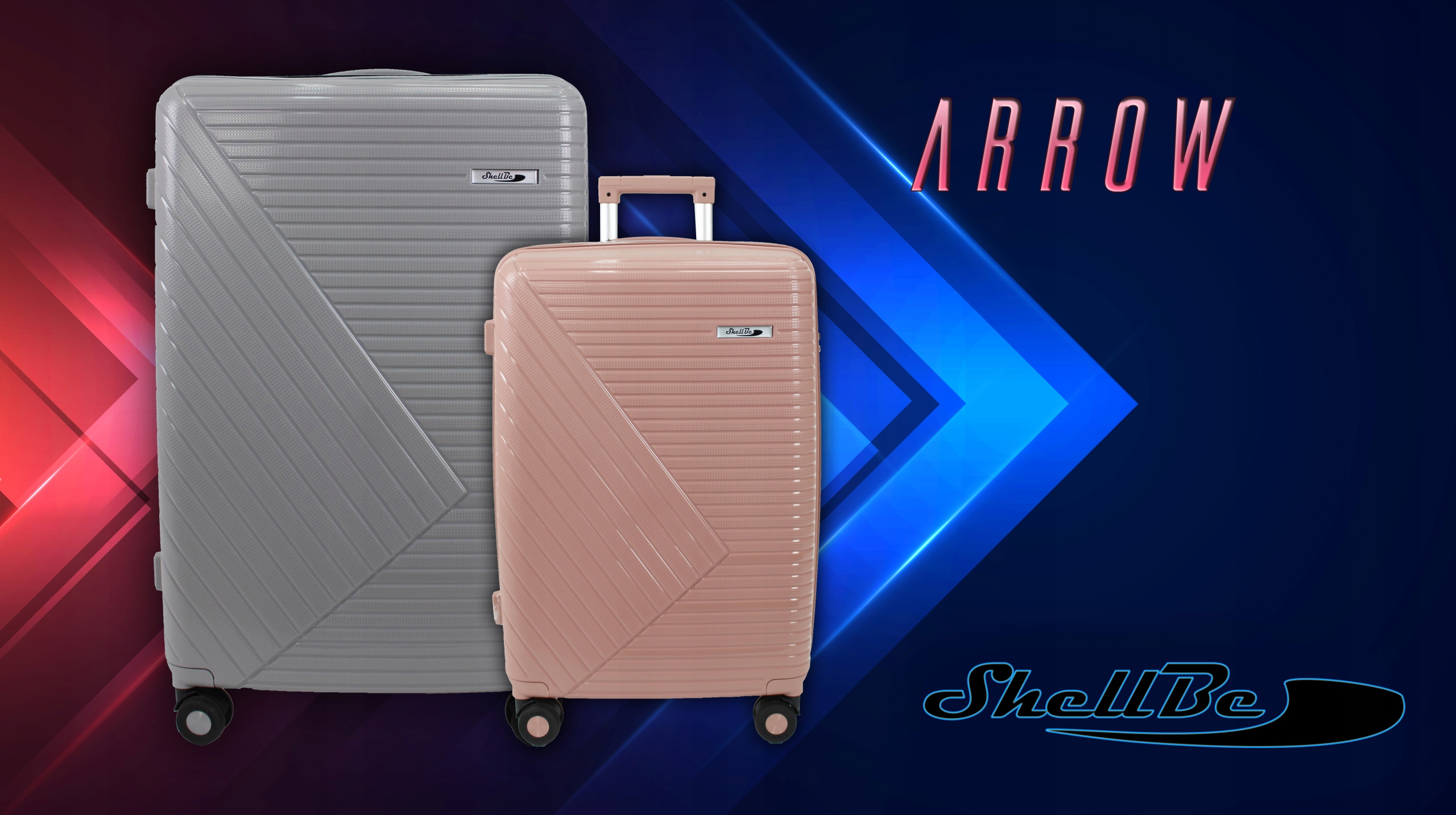 ZESTAW 3W1 NIEZNISZCZALNYCH WALIZEK POLIPROPYLEN MOCNE LEKKIE CICHE BAGAŻ Model ARROW