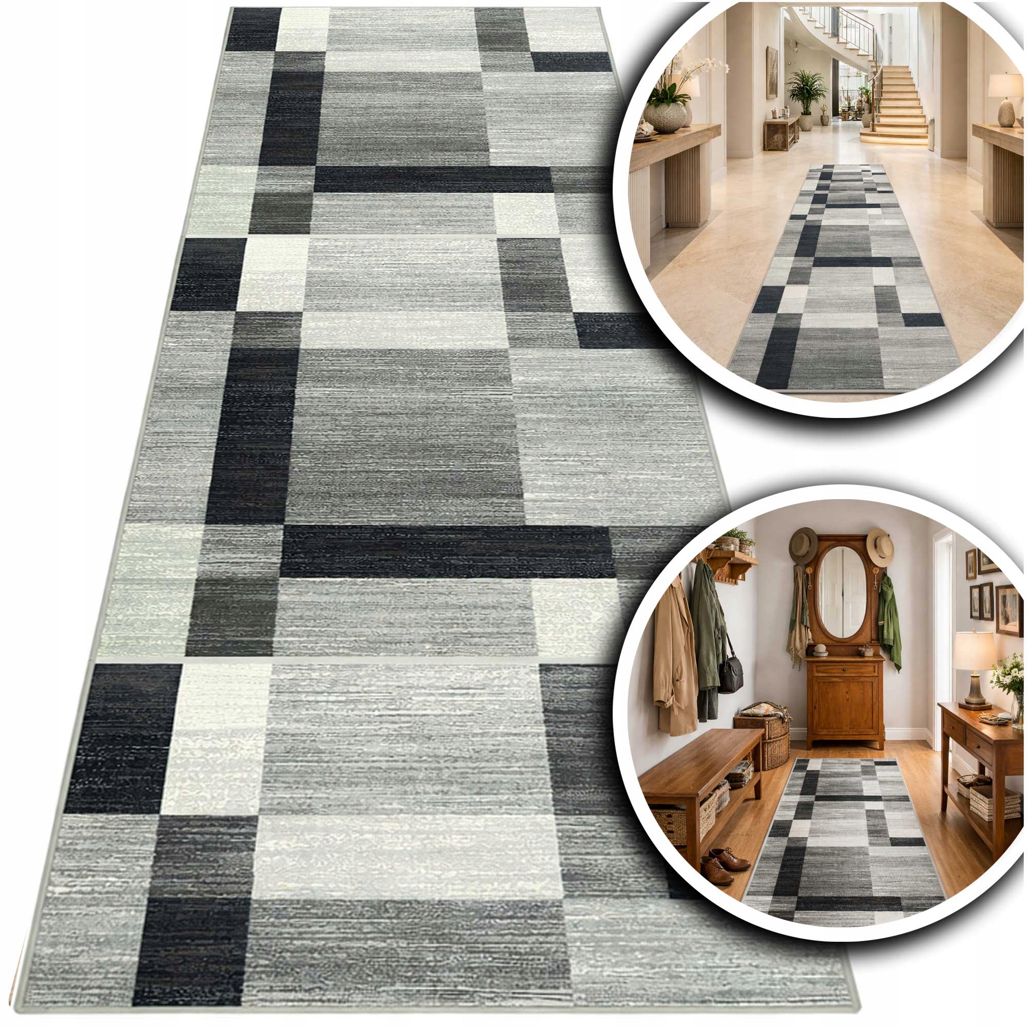 Šedý Koberec Běhoun Do Předsíně Venezia Grafitový Koberec Běhoun Na Chodbu 80x200