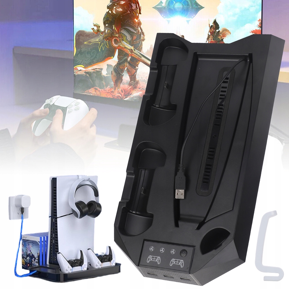 Podstawka Pod PS5 Z Wentylatorem Turbo, Stacja Ładująca Playstation 5