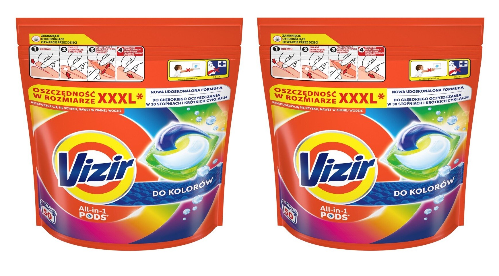 Vizir Kapsułki Do Prania All In 1 Pods Do Kolorów ciemnych tkanin 2x50 szt.