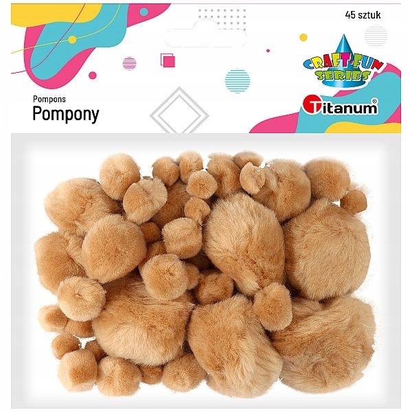 Pompony Craft-Fun Series beżowy 45 szt Titanum (16073C)