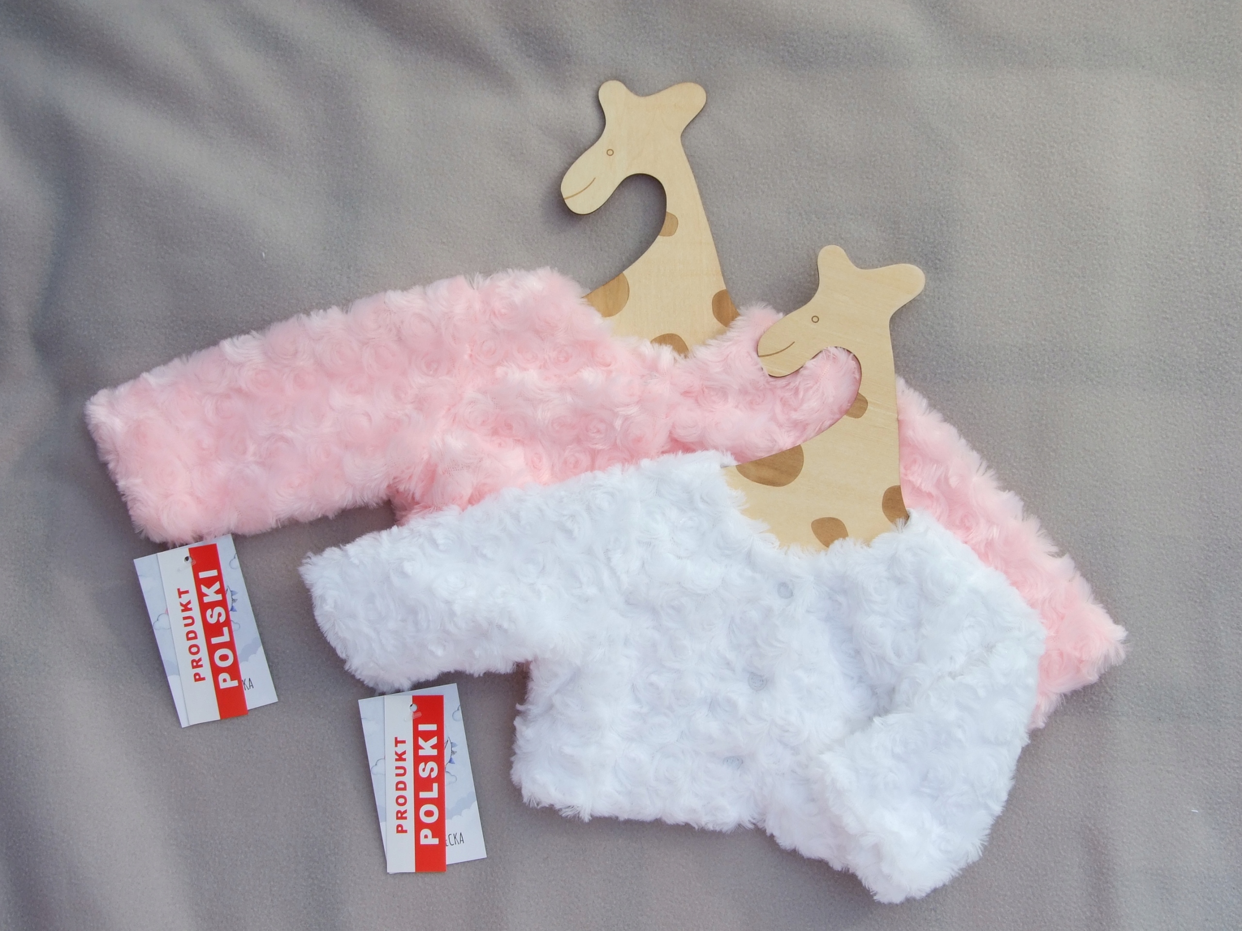 SWETEREK / Bolerko do Chrztu BIAŁE - RÓŻOWE 80r Kolor biały