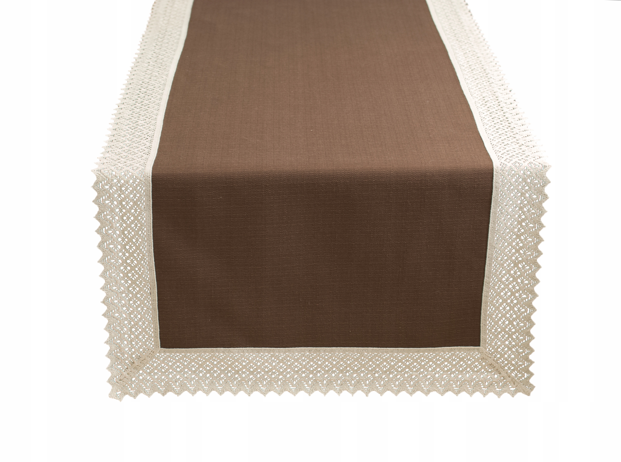 Koronkowy matowy brązowy brąz bieżnik plamoodporny jak lniany 50X180