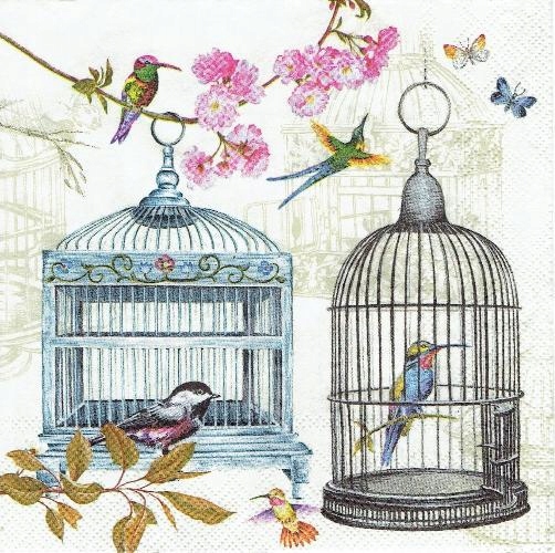 Serwetka decoupage 238A serwetki Ptaki klatki